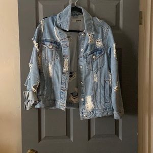 Distressed denim jacket